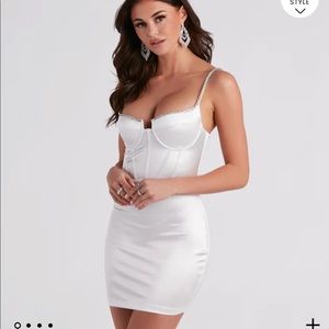 White satin mini dress
